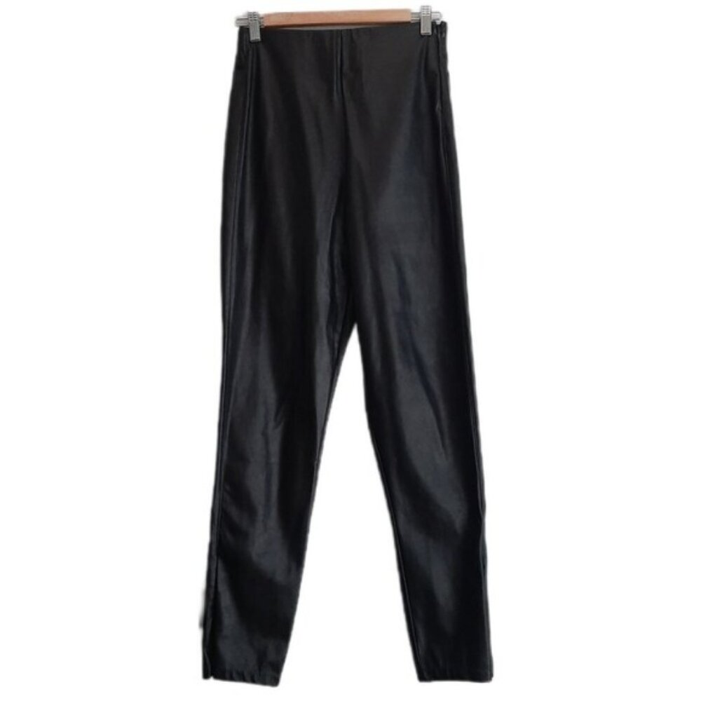 OLD NAVY Faux Leather Skinny Pants Extra High-Waisted Black Ankle Zip Sz 4 Tall